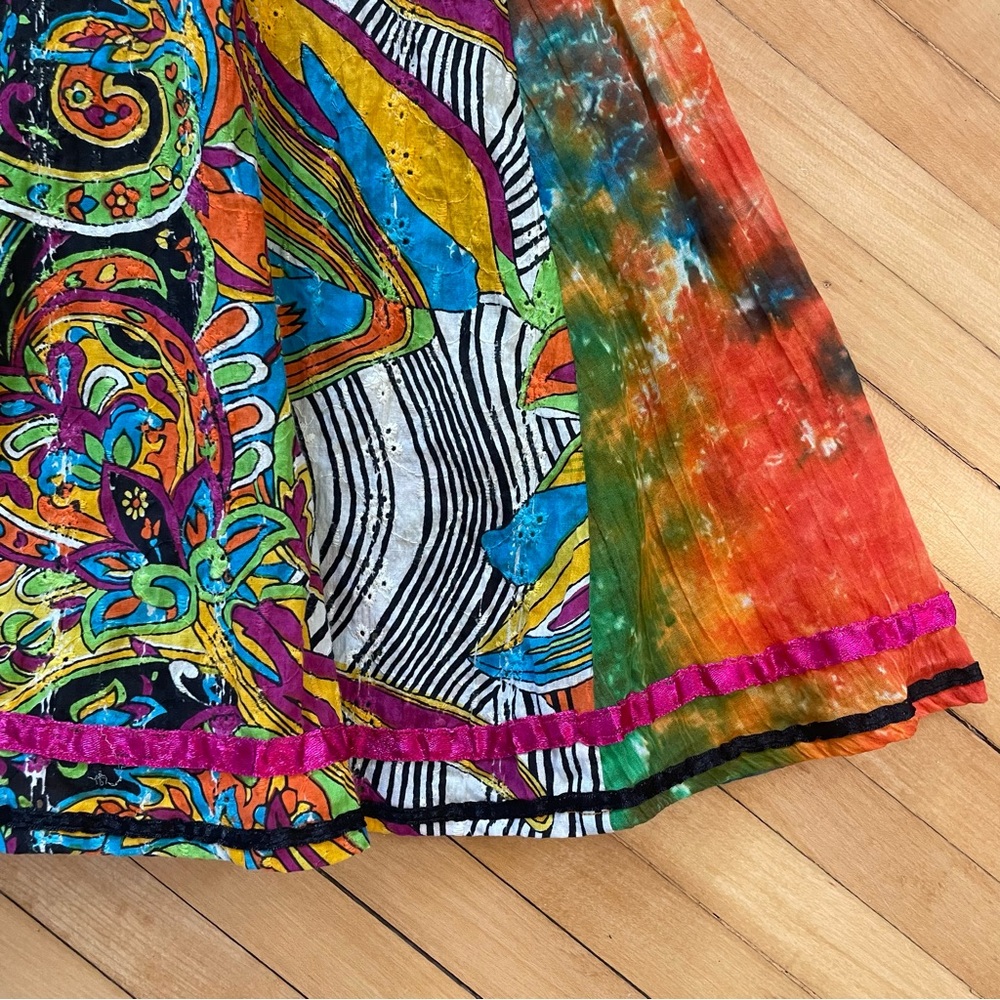 ANU BY NATURAL Mixed Print Patchwork Circle Skirt… - image 3